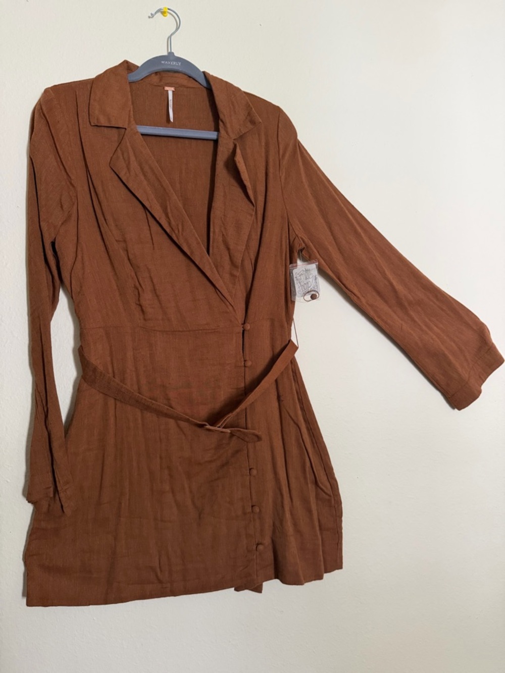 Free People Brown Wrap Mini Dress with Belt